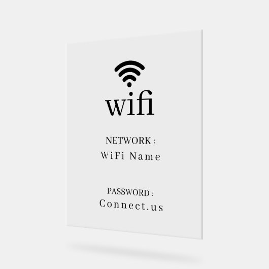 Minimalist Wi-Fi Network Password Display Sign アクリルサイン (傾斜)
