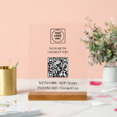 Minimalist Wi-Fi QR Network Tabletop Sign アクリルサイン (ウェディング)