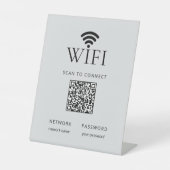 Minimalist WiFi Network Password QR Code Gray 台座サイン (正面)