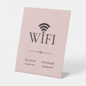Minimalist Wifi Network Password Sign Light Pink 台座サイン (正面)