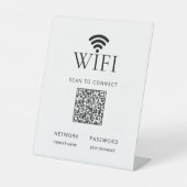 Minimalist WiFi Password Sign QR Code Black White 台座サイン (正面)