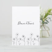 Minimalist Wild Flowers Wedding Monogram Design 招待状 (スタンド正面)