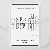 Minimalist Wild Horse Family Custom  箔シーズンカード (正面)