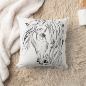 Minimalist Wild Horse Throw Pillow - Artistic Eque クッション (ブランケット)