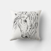 Minimalist Wild Horse Throw Pillow - Artistic Eque クッション (裏面)