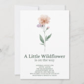 Minimalist Wildflower Baby Shower Invitation 招待状 (正面)