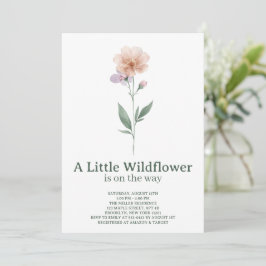 Minimalist Wildflower Baby Shower Invitation 招待状