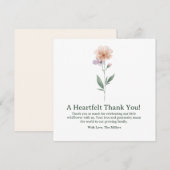 Minimalist Wildflower Baby Shower Thank You Card サンキューカード (正面/裏面)