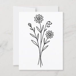 Minimalist Wildflower Botanical Bouquet Line Art ポストカード