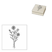 Minimalist Wildflower Botanical Bouquet Line Art ラバースタンプ (押印)