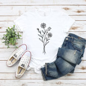 Minimalist Wildflower Botanical Bouquet Line Art Tシャツ