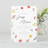 Minimalist Wildflower Botanical Wedding with photo 招待状 (スタンド正面)