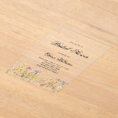 Minimalist Wildflower Bridal Shower アクリル招待状 (レイダウン)