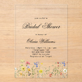 Minimalist Wildflower Bridal Shower アクリル招待状