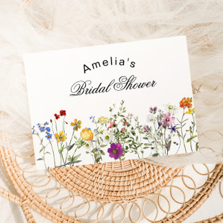 Minimalist Wildflower Bridal Shower サンキューカード