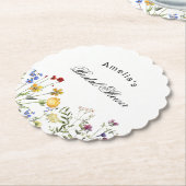 Minimalist Wildflower Bridal Shower ペーパーコースター (アングル)