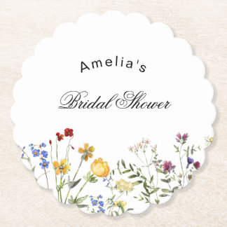Minimalist Wildflower Bridal Shower ペーパーコースター