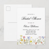 Minimalist Wildflower Bridal Shower 案内ポストカード (正面/裏面)