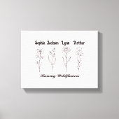 Minimalist Wildflower Custom Kids Name Keepsake キャンバスプリント (正面)