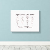 Minimalist Wildflower Custom Kids Name Keepsake キャンバスプリント (インサイチュ (ウッドフロア))