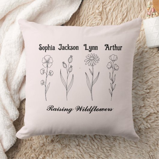 Minimalist Wildflower Custom Kids Name Keepsake クッション (ブランケット)