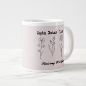 Minimalist Wildflower Custom Kids Name Keepsake ジャンボコーヒーマグカップ (正面右)