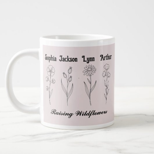 Minimalist Wildflower Custom Kids Name Keepsake ジャンボコーヒーマグカップ (左)