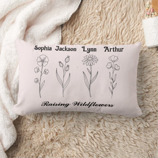 Minimalist Wildflower Custom Kids Name Keepsake ランバークッション (ブランケット)