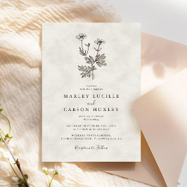Minimalist Wildflower Ivory Texture Wedding 招待状