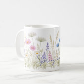 Minimalist Wildflower Meadow Mug – Delicate Waterc コーヒーマグカップ (正面左)