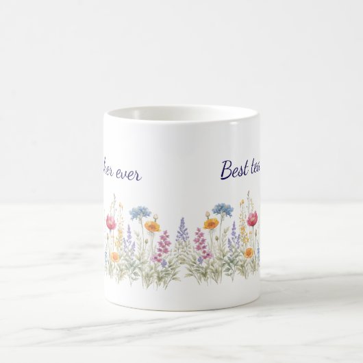 Minimalist Wildflower Meadow Mug, personalised  コーヒーマグカップ (中央)