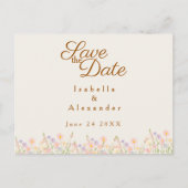 Minimalist Wildflower Pastel Spring Save the Date 案内ポストカード (正面)