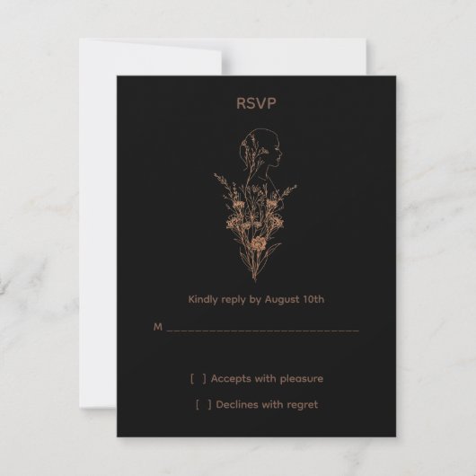 Minimalist Wildflower Rose Gold RSVP Card (正面)