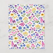 Minimalist Wildflower Seamless Pattern on White チラシ (裏面)