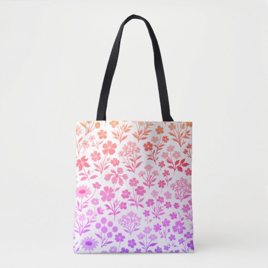 Minimalist Wildflower Seamless Pattern on White トートバッグ (正面)