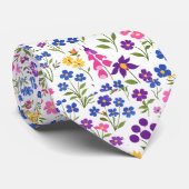 Minimalist Wildflower Seamless Pattern on White  ネクタイ (ロール)