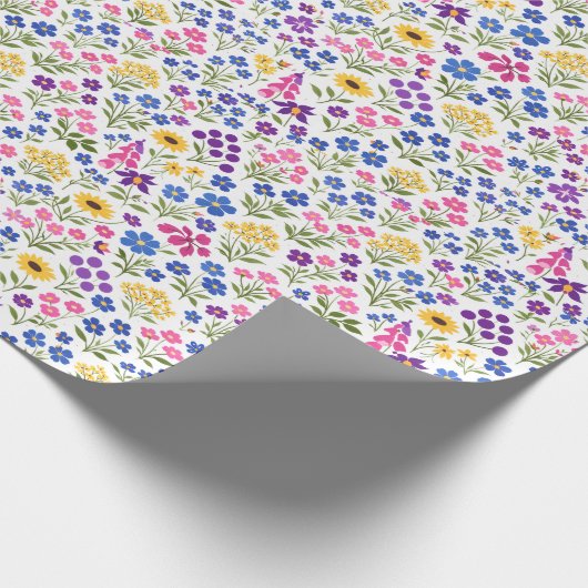 Minimalist Wildflower Seamless Pattern on White  ラッピングペーパー (角)