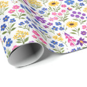 Minimalist Wildflower Seamless Pattern on White  ラッピングペーパー (ロールコーナー)