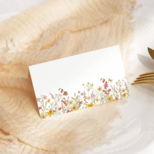 Minimalist wildflower Summer butterfly place card