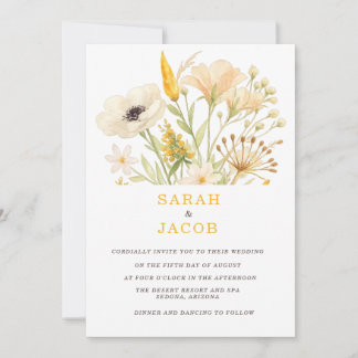 Minimalist Wildflower Wedding Invitation Neutral  招待状
