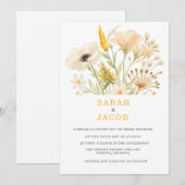 Minimalist Wildflower Wedding Invitation Neutral  招待状 (正面/裏面)
