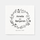 minimalist Wildflower Wreath Folk Rustic Wedding  スタンダードカクテルナプキン (正面)