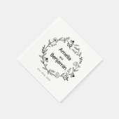 minimalist Wildflower Wreath Folk Rustic Wedding  スタンダードカクテルナプキン (角)