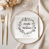 minimalist Wildflower Wreath Folk Rustic Wedding  スタンダードカクテルナプキン