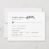 minimalist Wildflower Wreath Folk Rustic Wedding  出欠カード (正面)