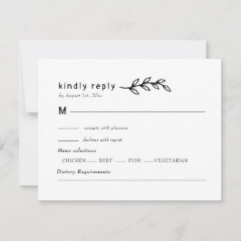 minimalist Wildflower Wreath Folk Rustic Wedding  出欠カード