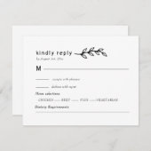 minimalist Wildflower Wreath Folk Rustic Wedding  出欠カード (正面/裏面)