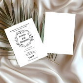 minimalist Wildflower Wreath Folk Rustic Wedding  招待状