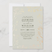 Minimalist Wildflowers Sage Rustic QR Code Wedding 招待状 (正面)