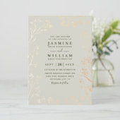 Minimalist Wildflowers Sage Rustic QR Code Wedding 招待状 (スタンド正面)